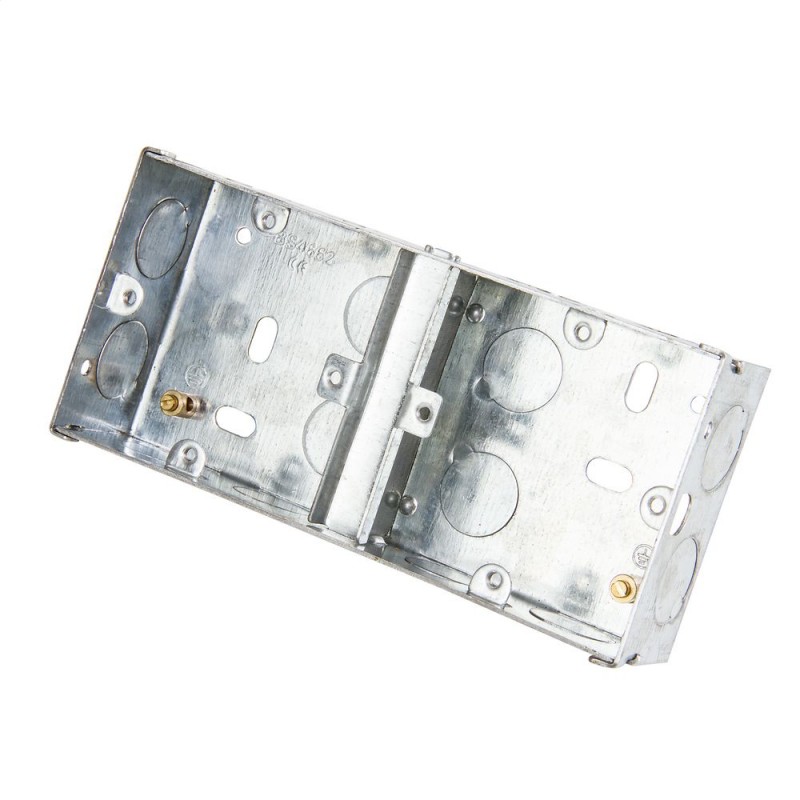 2 Gang 35mm Dual Galvanised Steel Flush Back Box Tamlex