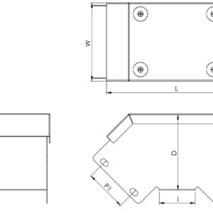 75mm x 50mm 90° IP4X Turnbuckle Gusset Bend Outside Lid - Image 2